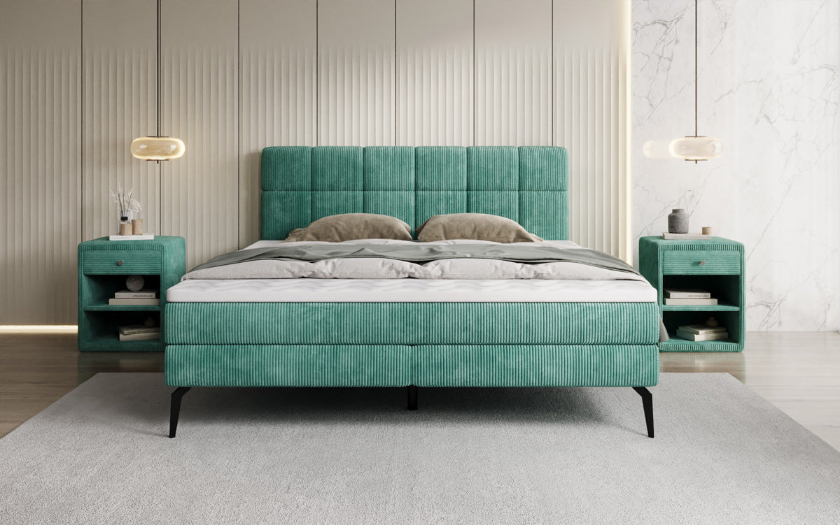 Boxspringbett Vera in Cord mit hohen Füßen