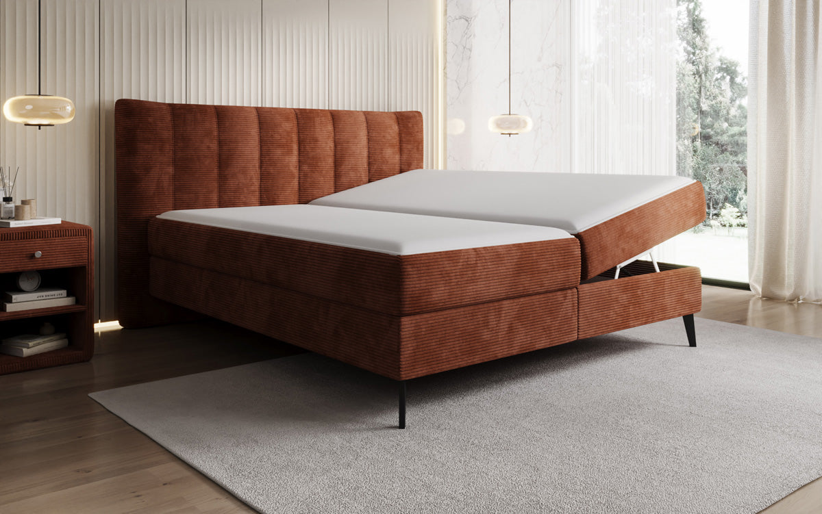 Boxspringbett Ines in Cord mit Stauraum