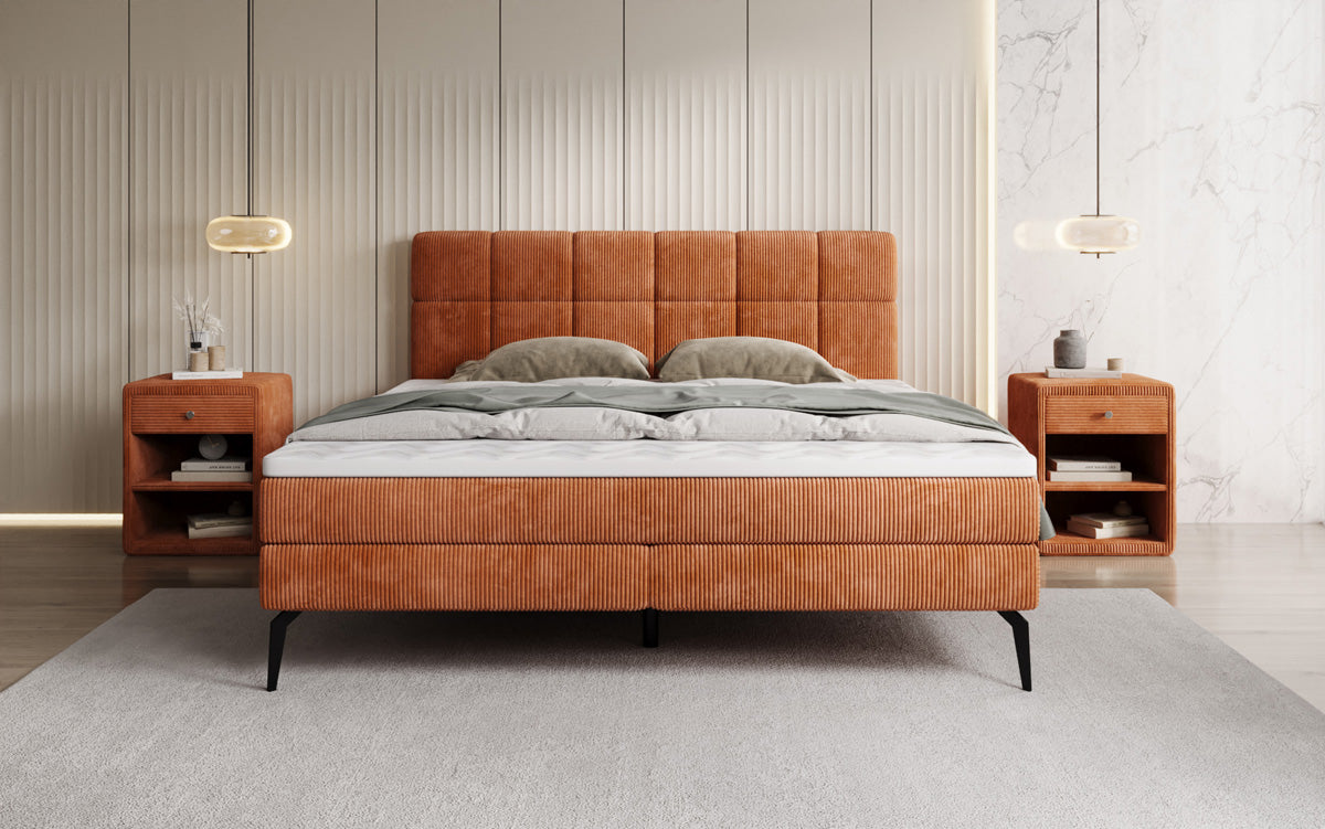 Boxspringbett Vera in Cord mit hohen Füßen