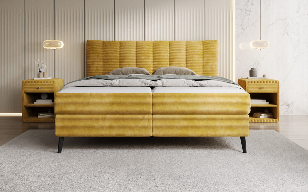Boxspringbett Ines in Cord mit Stauraum
