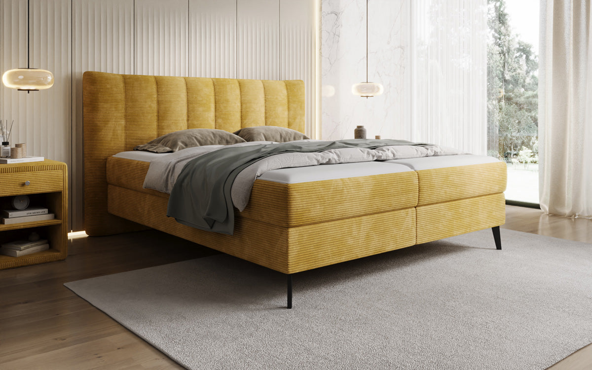 Boxspringbett Ines in Cord mit Stauraum