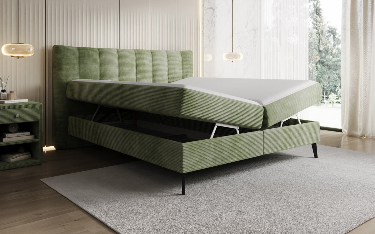 Boxspringbett Ines in Cord mit Stauraum
