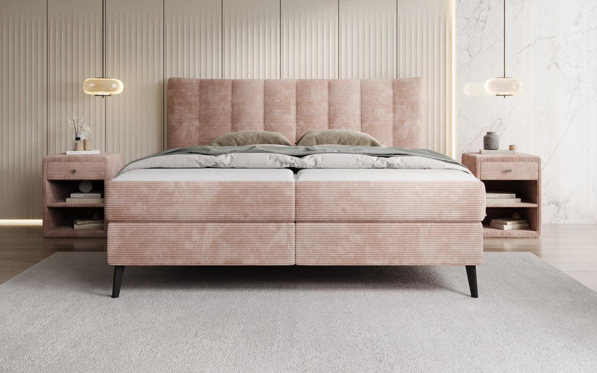Boxspringbett Ines in Cord mit Stauraum
