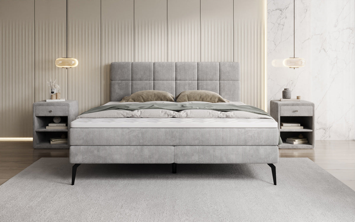Boxspringbett Vera in Cord mit hohen Füßen