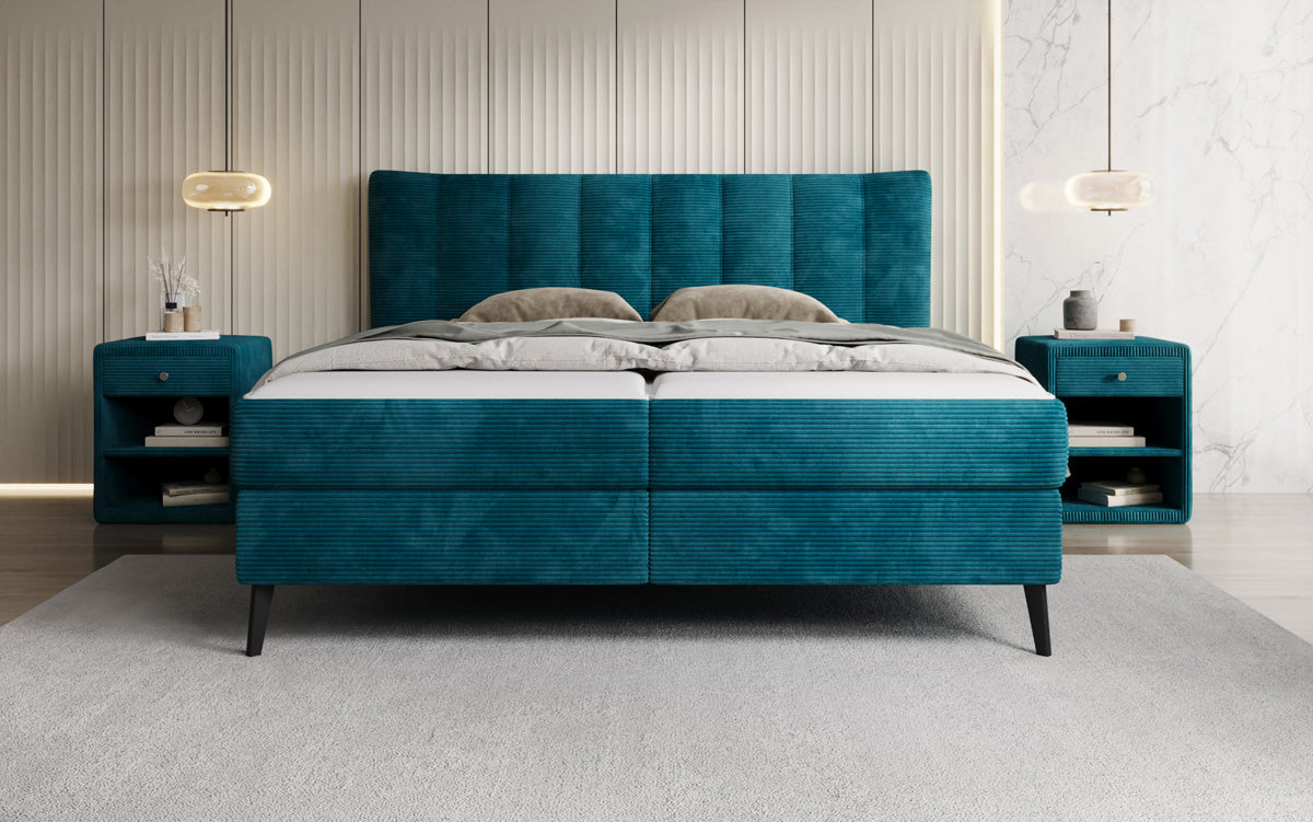 Boxspringbett Ines in Cord mit Stauraum
