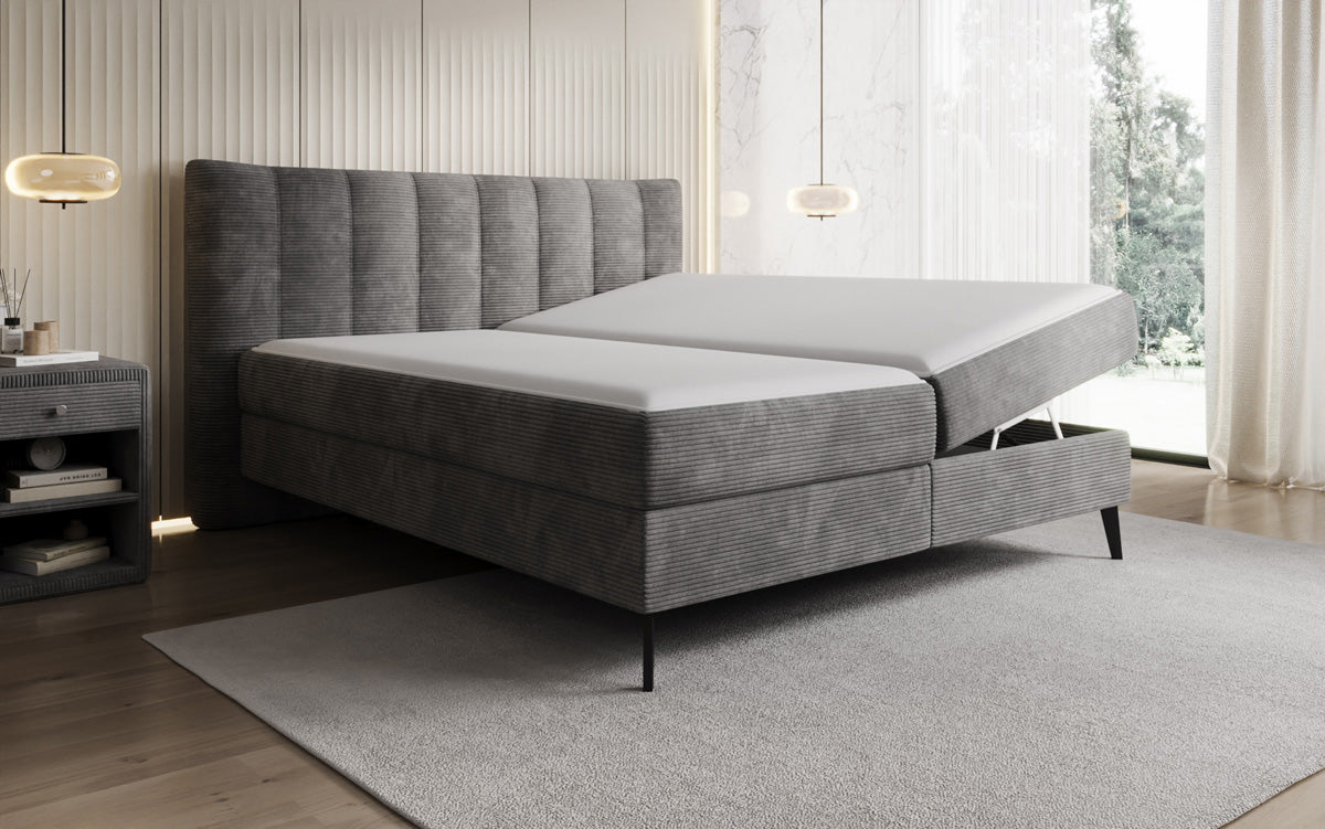 Boxspringbett Ines in Cord mit Stauraum