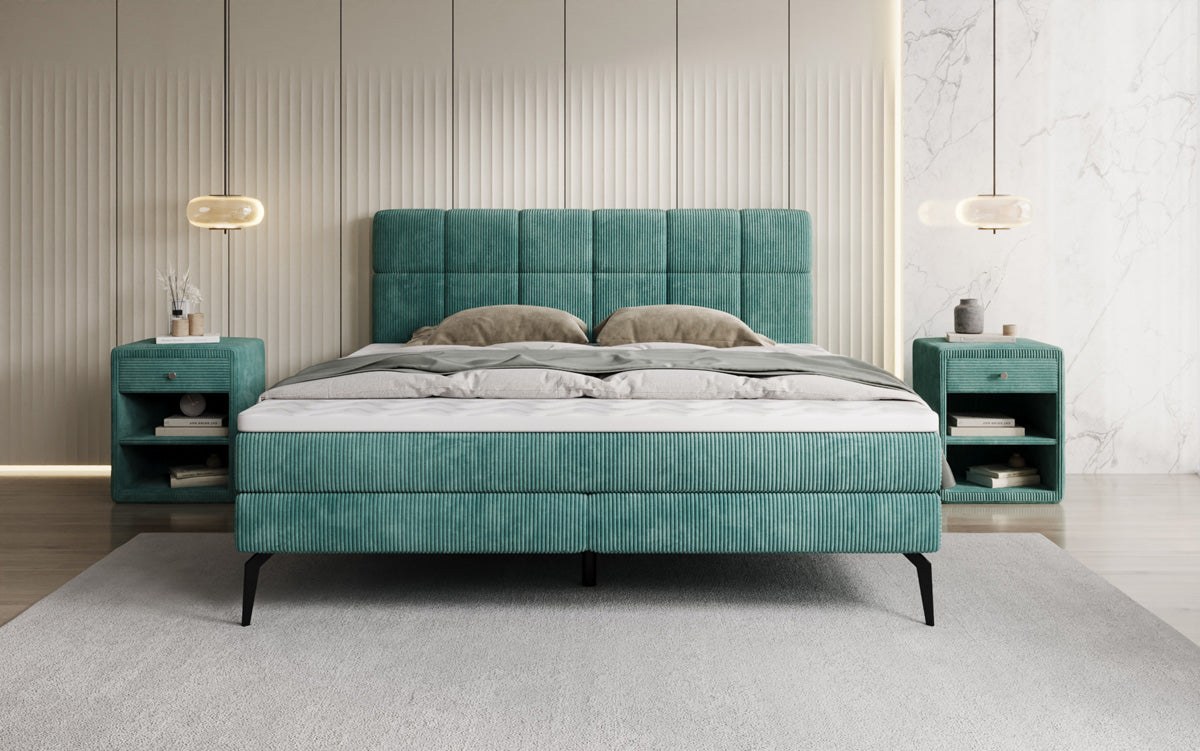 Boxspringbett Vera in Cord mit hohen Füßen