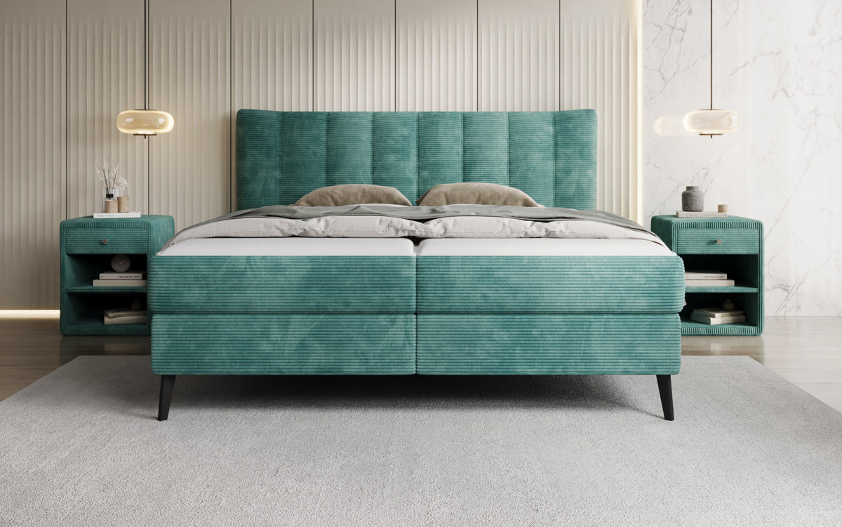 Boxspringbett Ines in Cord mit Stauraum
