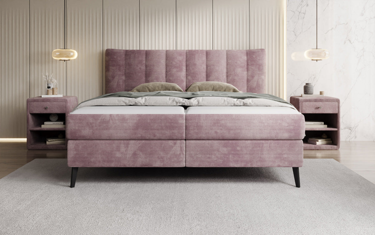 Boxspringbett Ines in Cord mit Stauraum