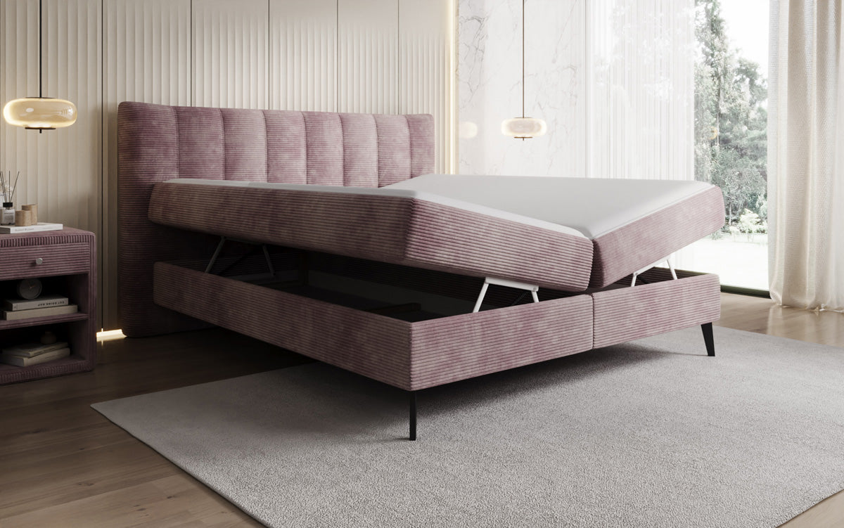 Boxspringbett Ines in Cord mit Stauraum