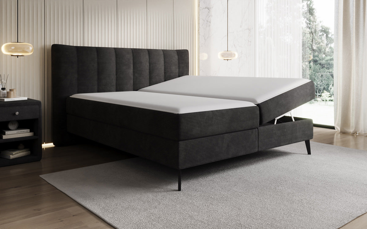 Boxspringbett Ines in Cord mit Stauraum