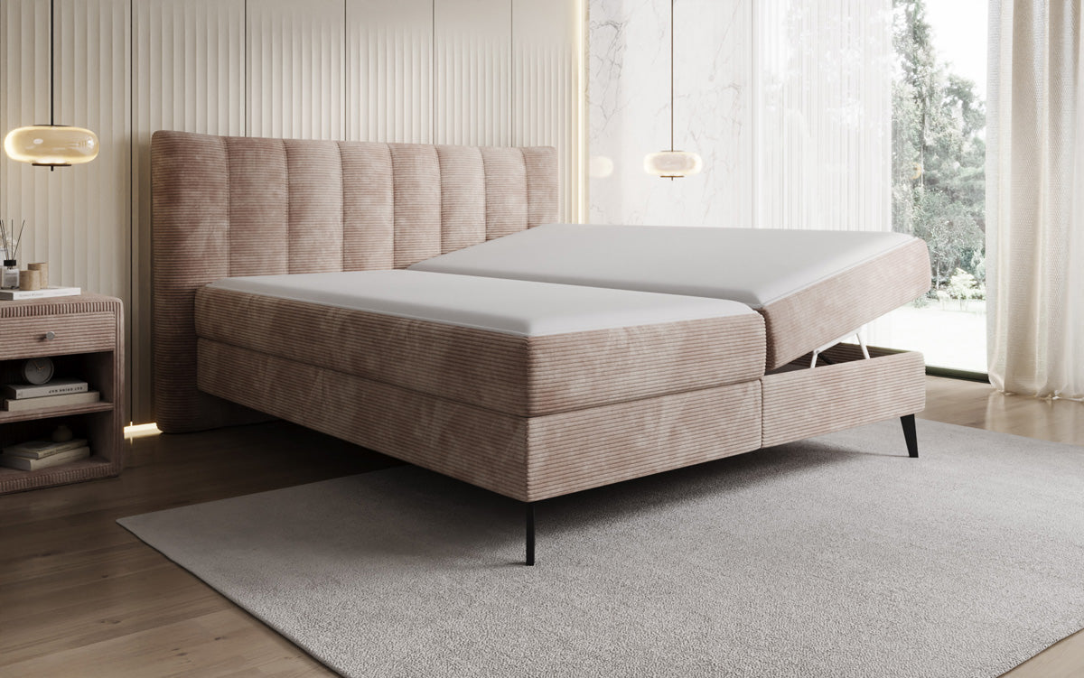 Boxspringbett Ines in Cord mit Stauraum