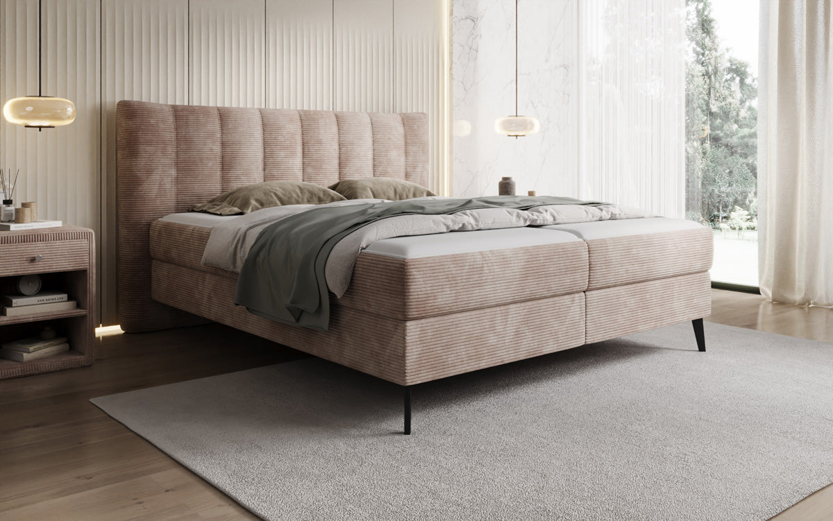 Boxspringbett Ines in Cord mit Stauraum