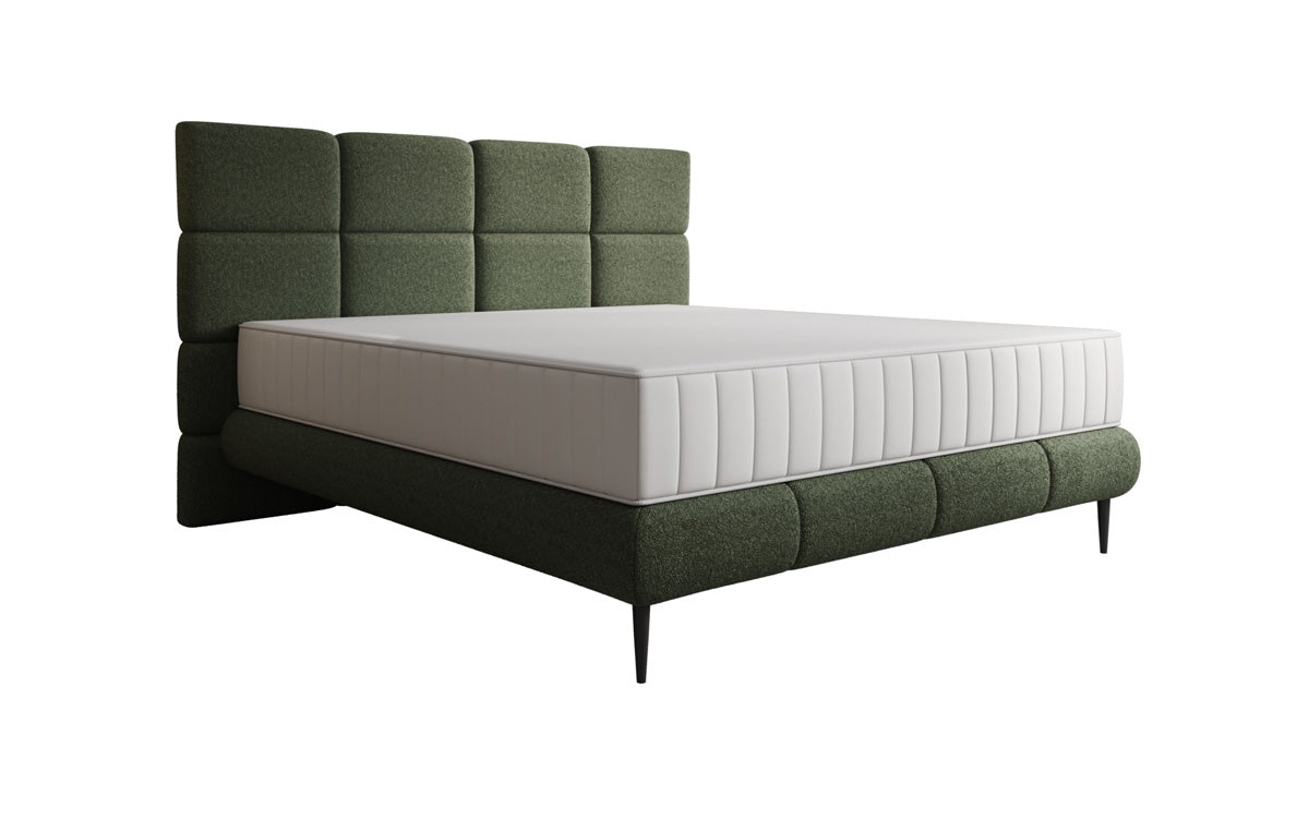 Boxspringbett Nessa mit hohen Füßen in Teddy Bouclé
