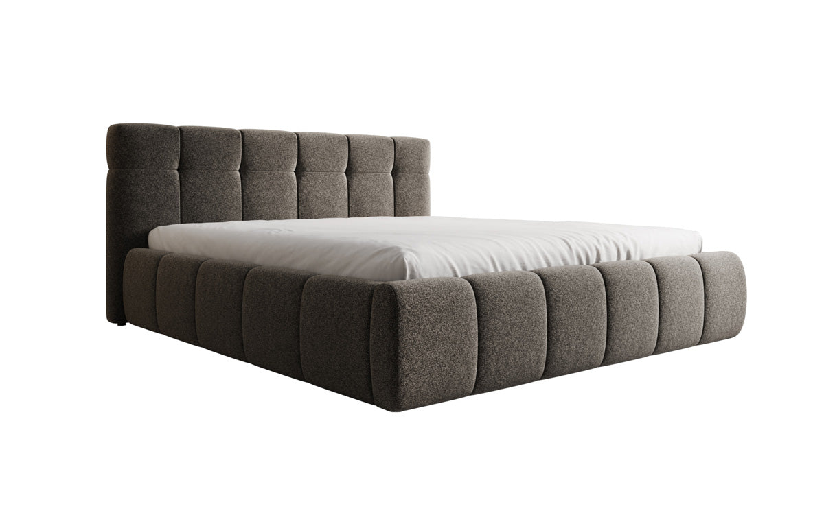 Designer Polsterbett Helena in Strukturstoff mit Stauraum