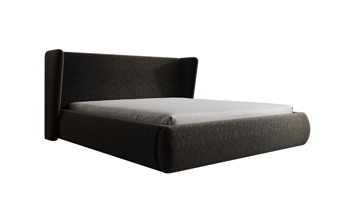 Designer Polsterbett Rosalie in Strukturstoff mit Stauraum