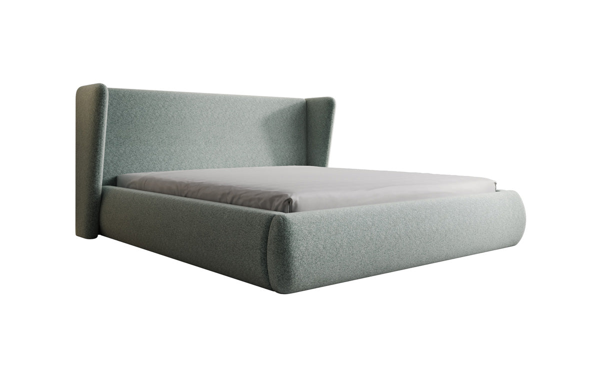 Designer Polsterbett Rosalie in Strukturstoff mit Stauraum