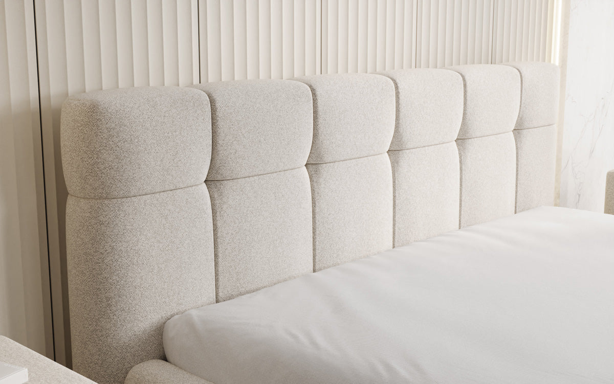 Designer Polsterbett Helena in Strukturstoff mit Stauraum