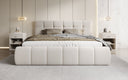 Designer Polsterbett Helena in Strukturstoff mit Stauraum