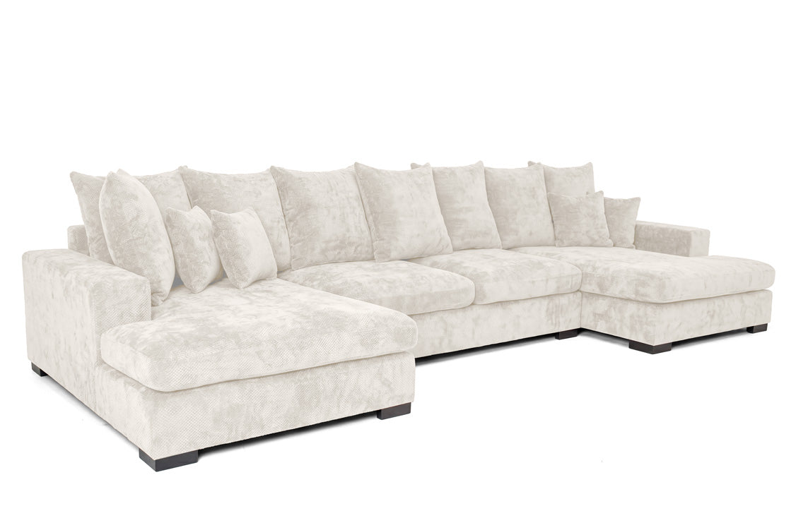 Designer Sofa Selena U mit Schlaffunktion in Strukturstoff
