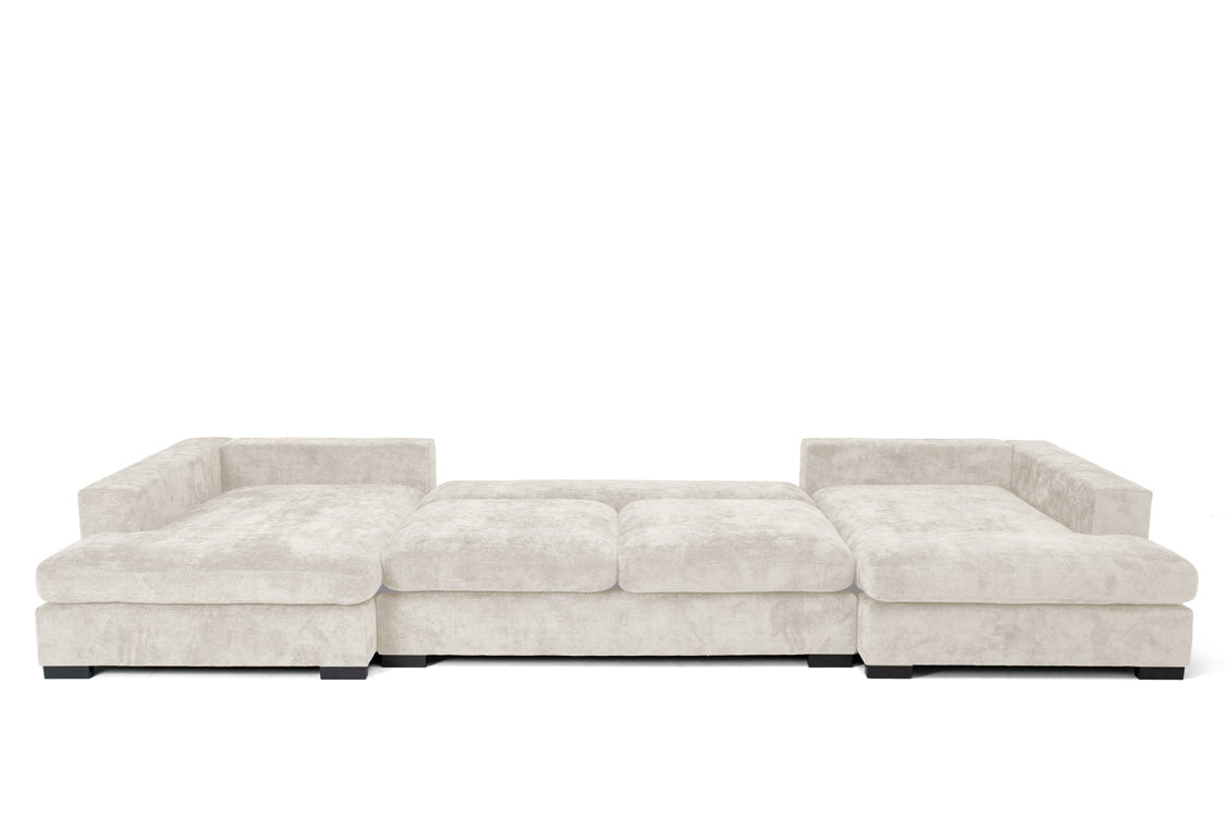 Designer Sofa Selena U mit Schlaffunktion in Strukturstoff