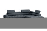 Designer Ecksofa Volo in Chenille Blau, Ottomane rechts