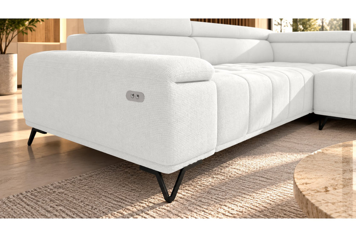 Ecksofa Volo in Chenille Weiß, Ottomane rechts – Ansicht 5