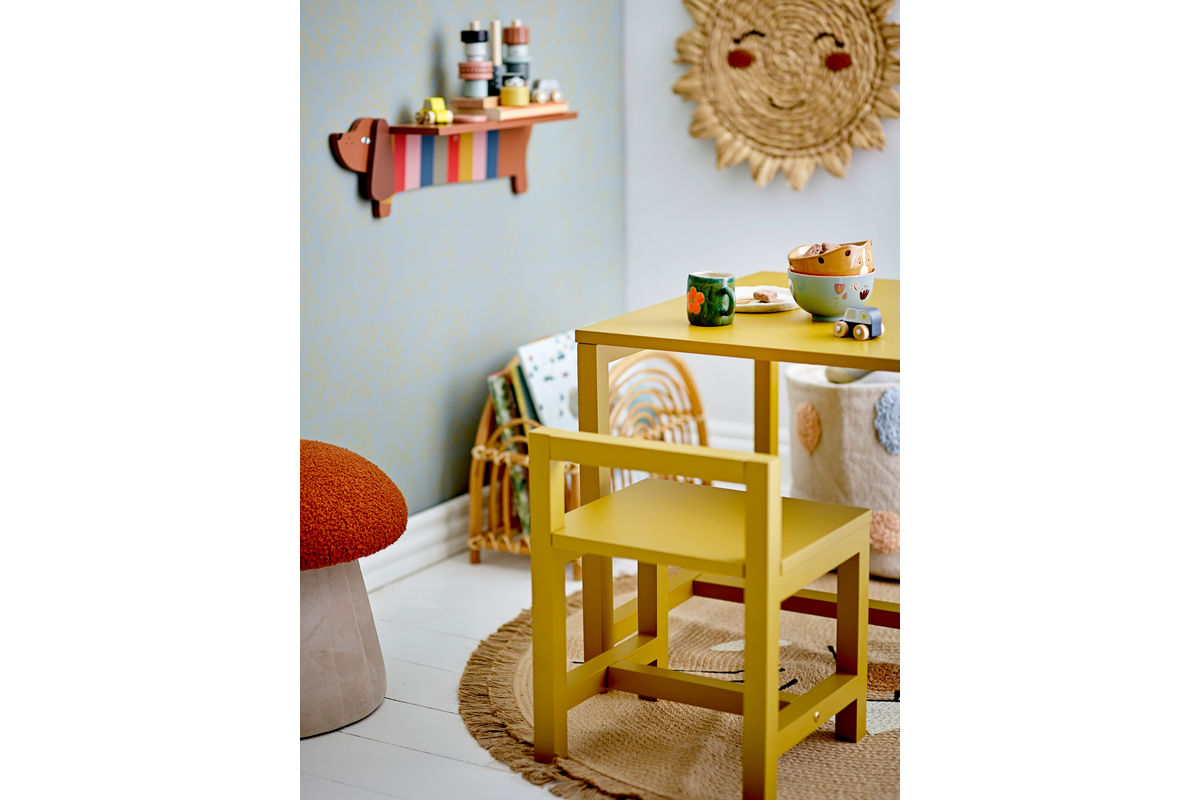 Kinderhocker Raika - In Pilzform aus weichem Stoff in Rot