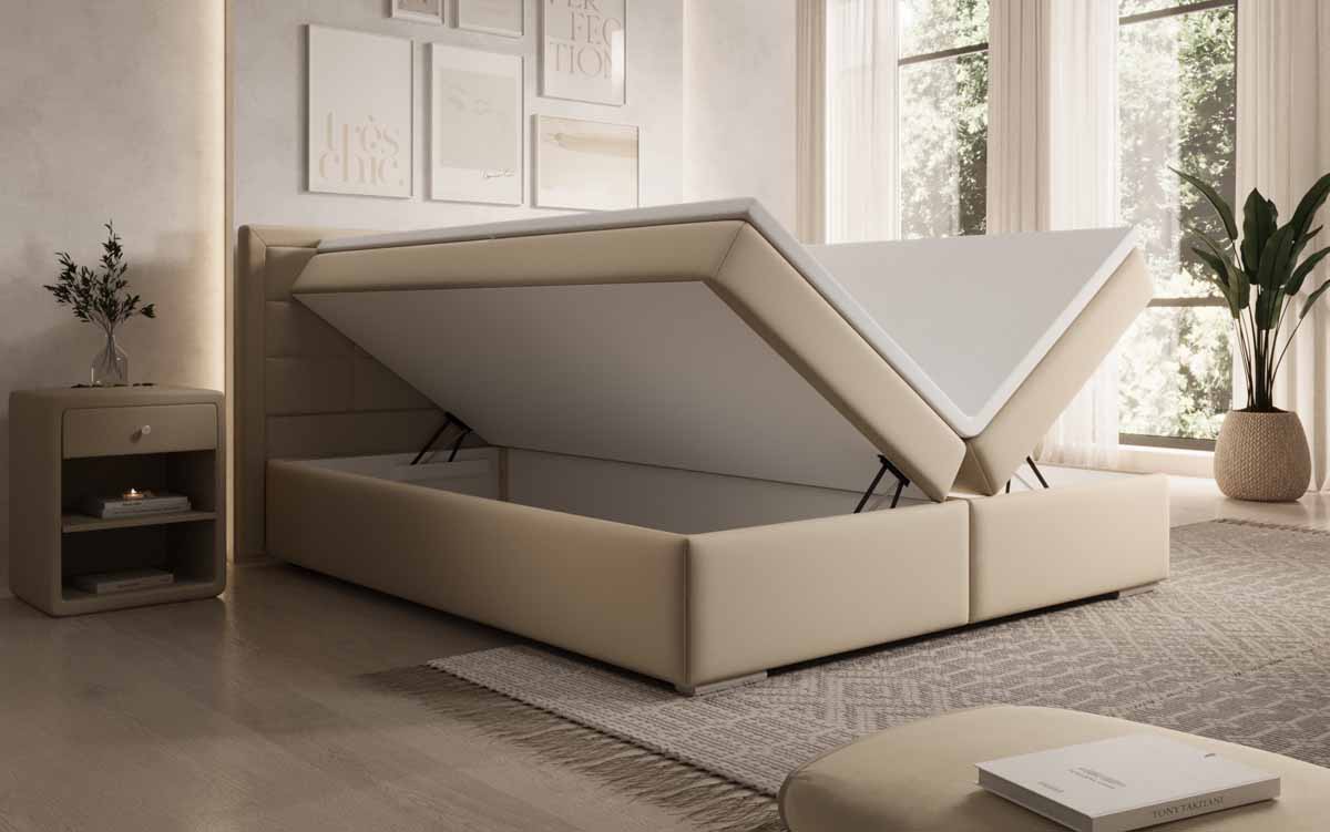 Boxspringbett Athina Kunstleder mit Stauraum - Luxusbetten24