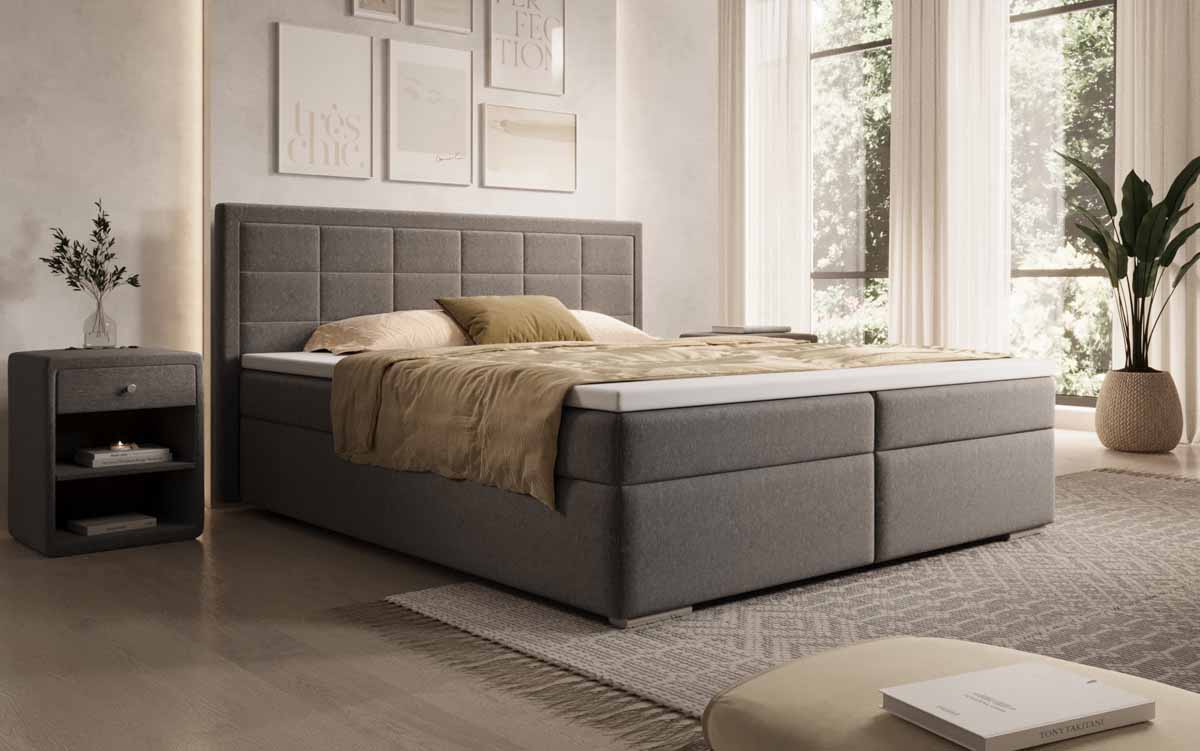 Boxspringbett Athina Stoff mit Stauraum - Luxusbetten24