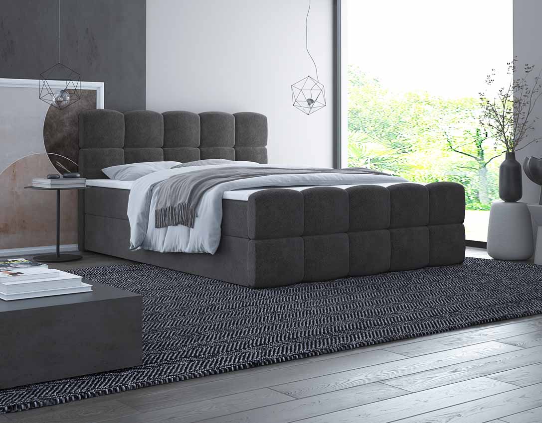 Boxspringbett Cozy Bouclé mit Stauraum - Luxusbetten24