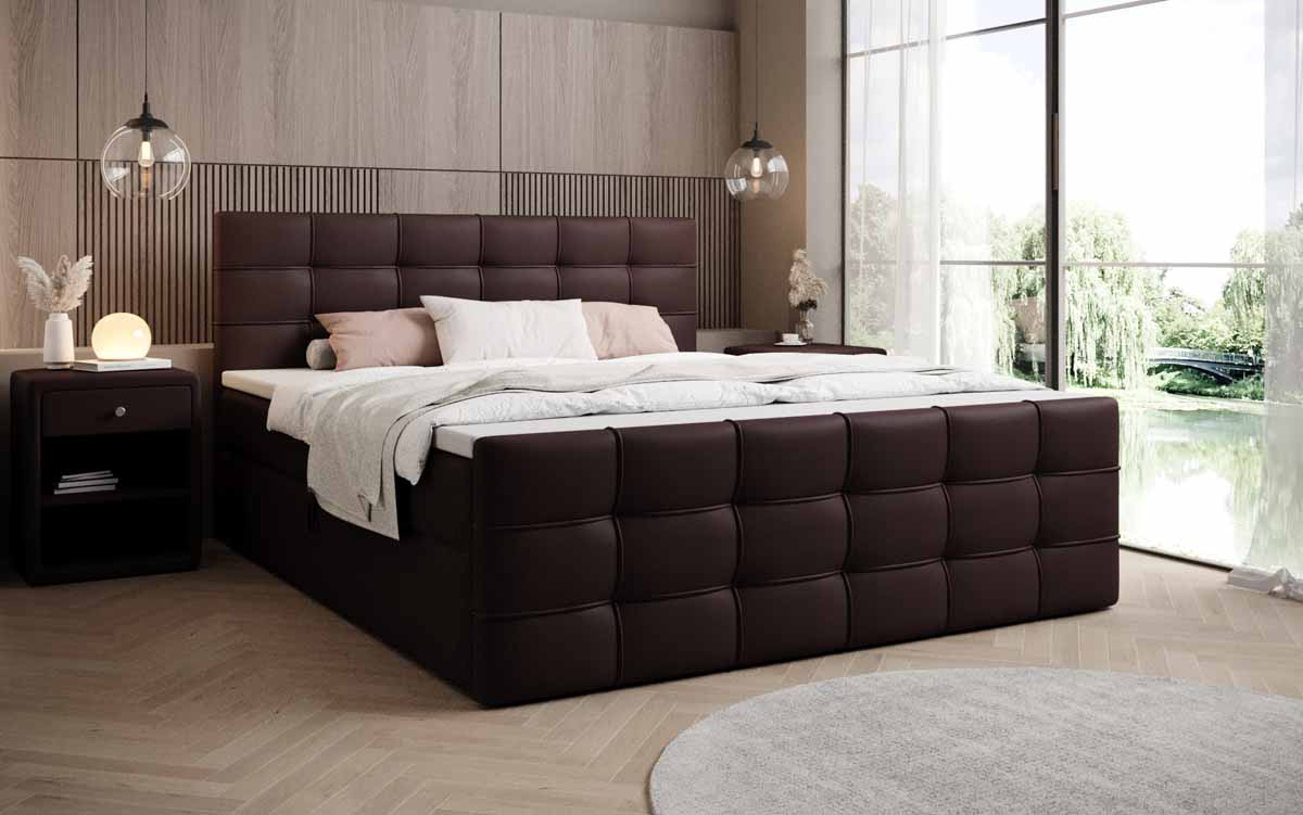 Boxspringbett Luxor Kunstleder mit Stauraum - Luxusbetten24