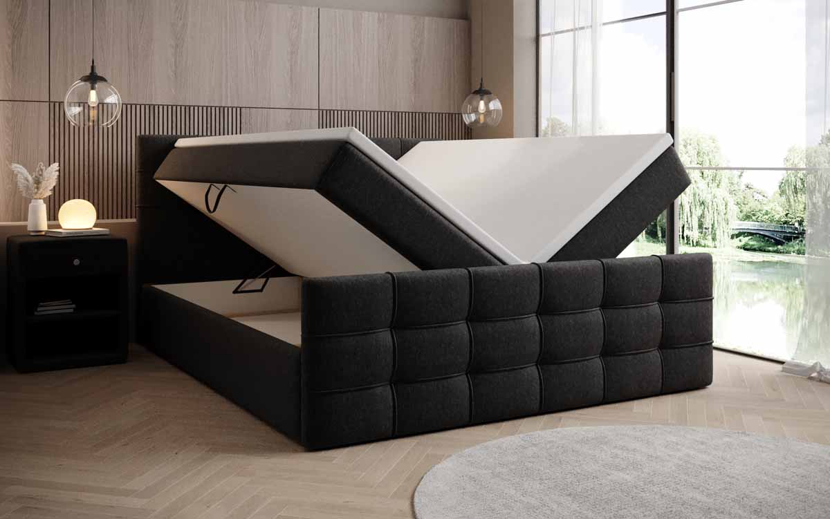 Boxspringbett Luxor Stoff mit Stauraum - Luxusbetten24