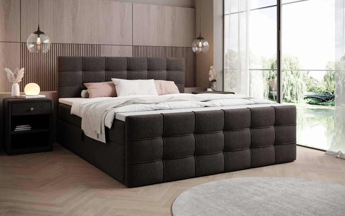 Boxspringbett Luxor Stoff mit Stauraum - Luxusbetten24