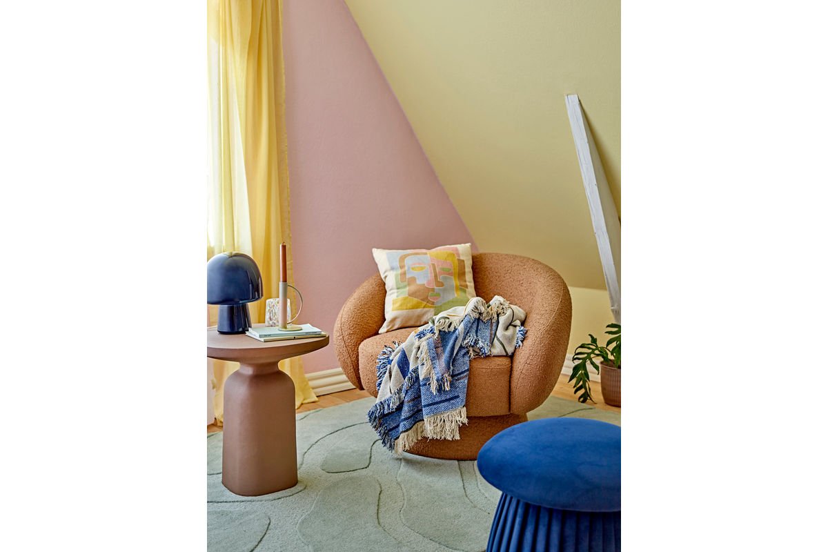 Überwurfdecke Mira – Blau, aus recycelter Baumwolle