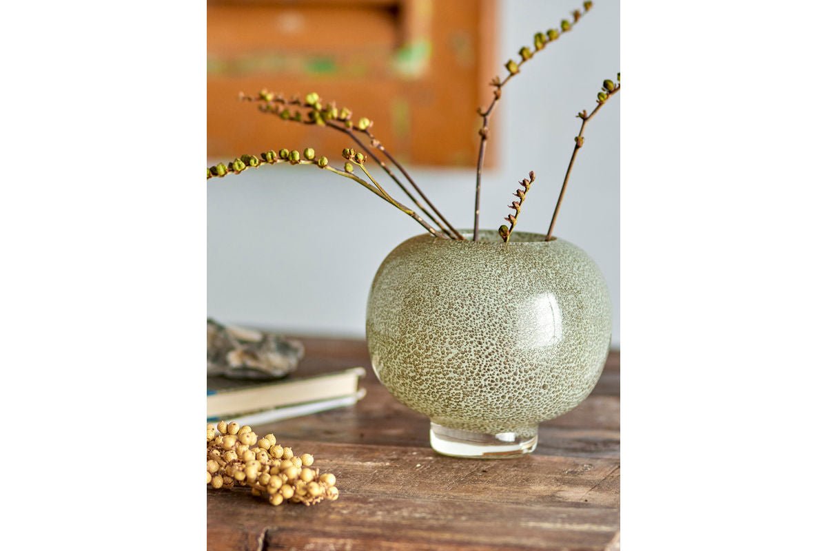 Vase „Aureya“ – Goldfarbenes Glas