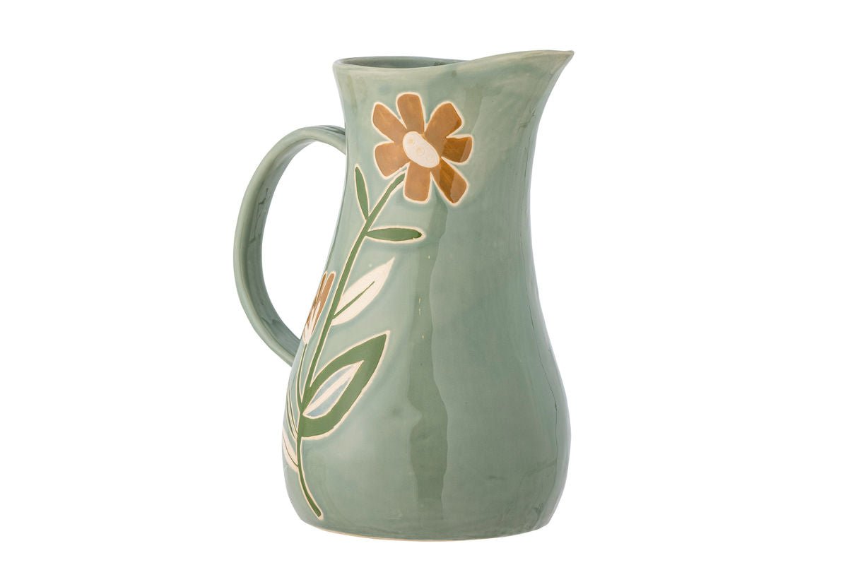 Krug Malou – handdekoriertes Steingut in Grün