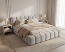 Designer Polsterbett Como in Cord mit Stauraum – Hellgrau
