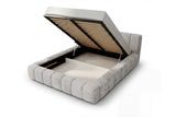 Designer Polsterbett Como in Cord mit Stauraum – Hellgrau