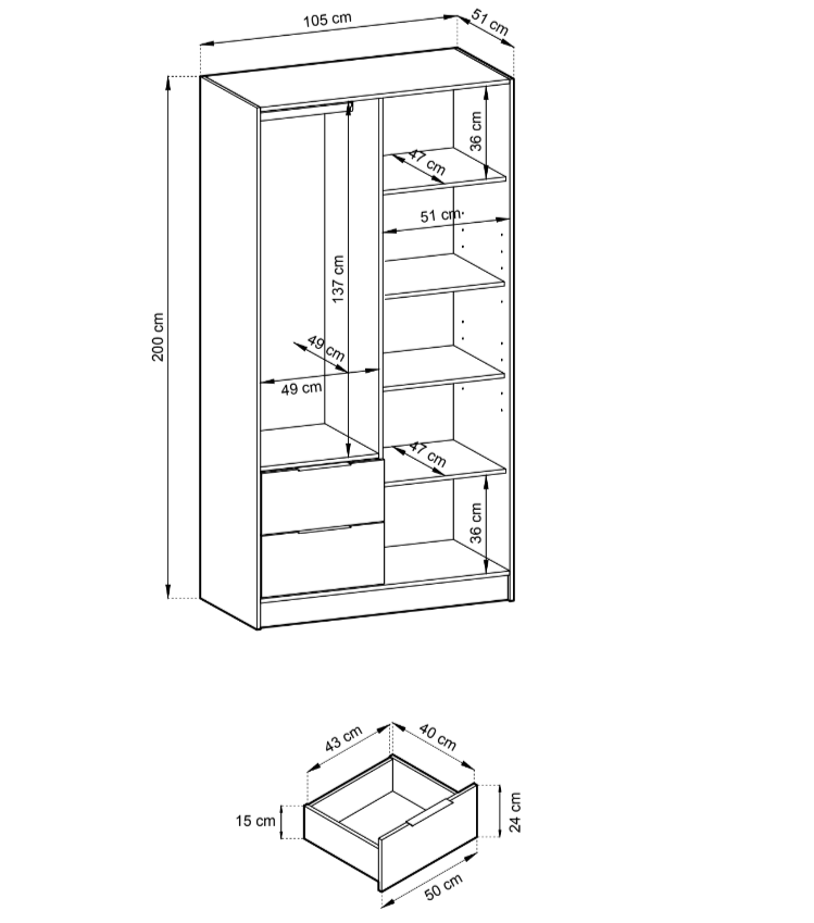 Designer Schrank Niro 105 cm - Luxusbetten24