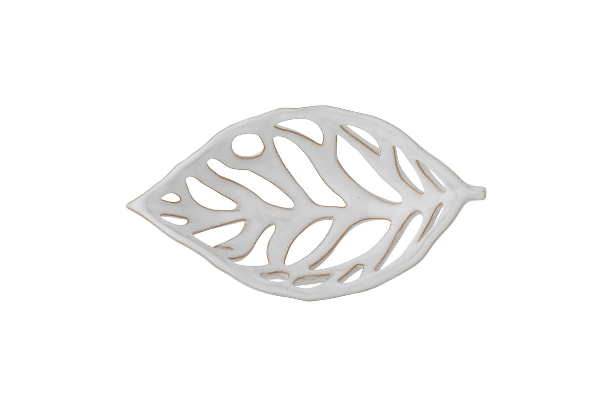 Schale Liora - Steingut in Weiß als Blattdesign