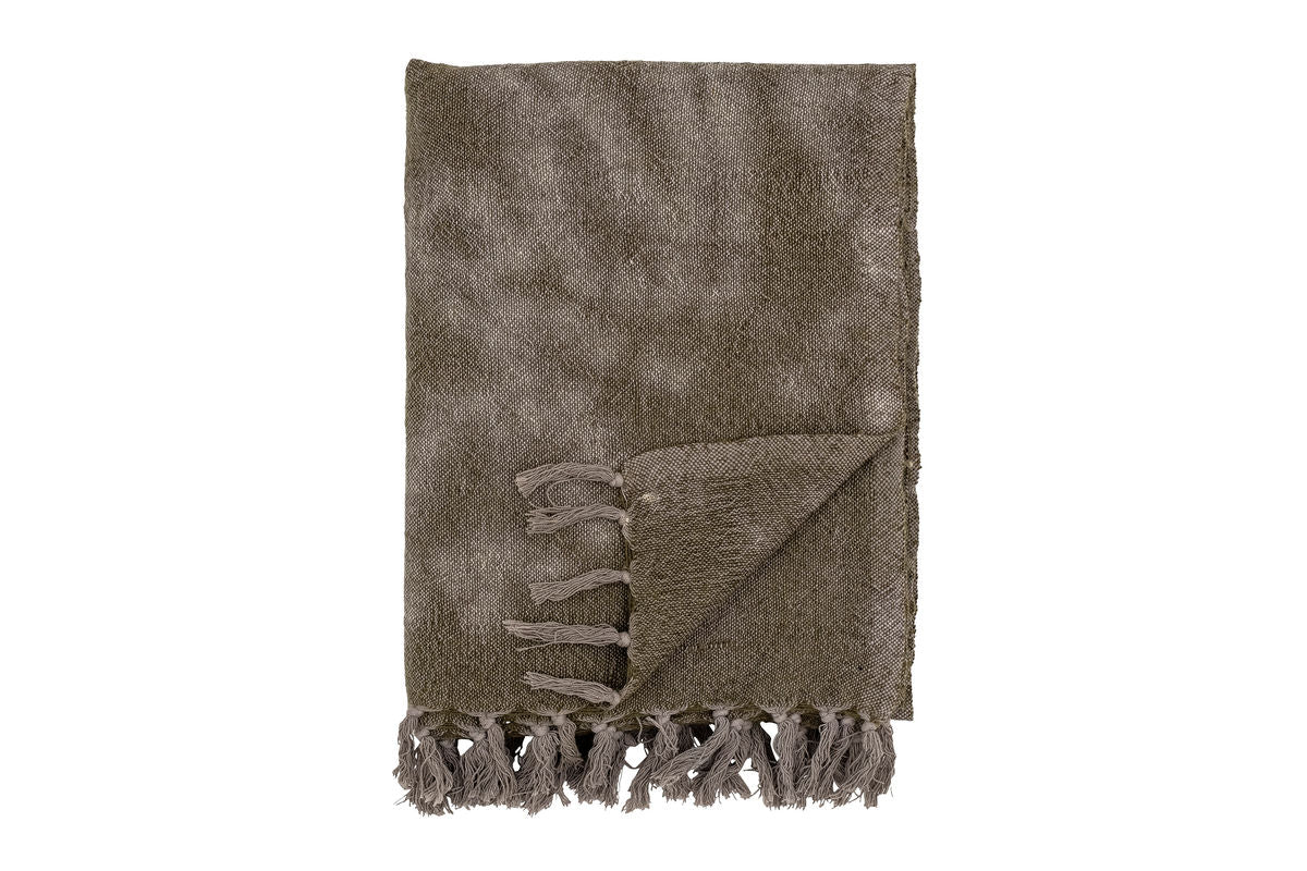 Tagesdecke Cuba – Tie-Dye-Design in Grün aus Wollmischung