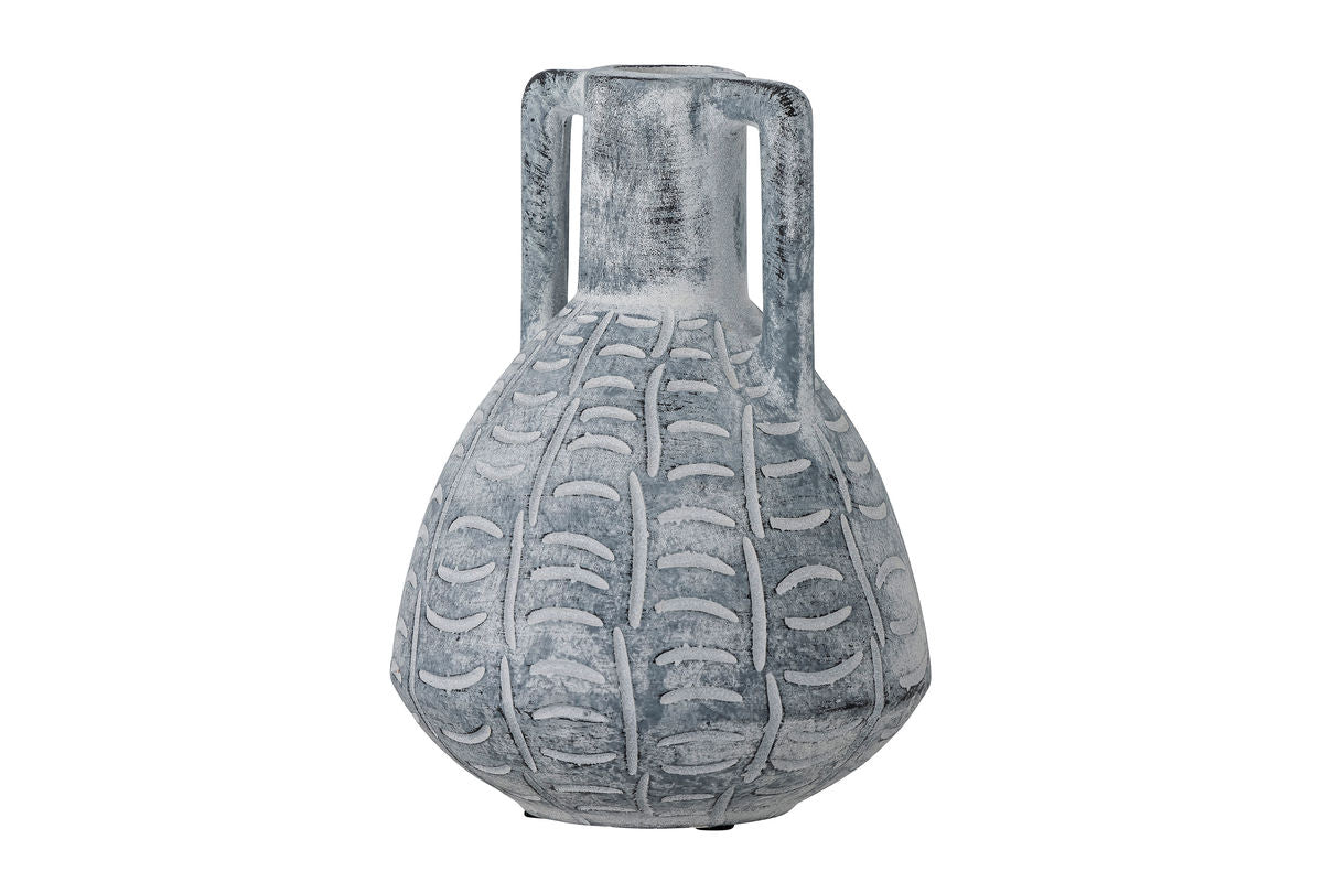 Vase "Gresto" - graue Keramikvase mit Muster