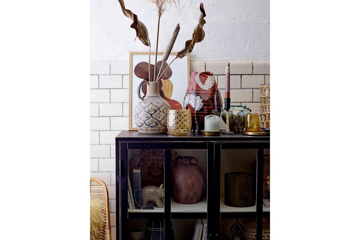 Vase "Filigrane" - blaue Steingut Vase