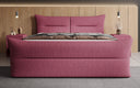 Boxspringbett Elea Leinen-Optik in Bordeaux (Beverly 14) – Milieu frontal