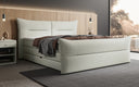 Boxspringbett Elea Leinen-Optik in Salbei (Beverly 15) – Milieu seitlich