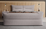 Boxspringbett Elea Leinen-Optik in Hellgrau (Beverly 24) – Milieu frontal