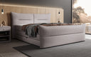 Boxspringbett Elea Leinen-Optik in Hellgrau (Beverly 24) – Milieu seitlich