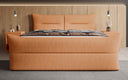 Boxspringbett Elea Leinen-Optik in Amber (Beverly 7) – Milieu frontal