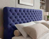 Designer Polsterbett Enzo in Samt mit Stauraum – Blau